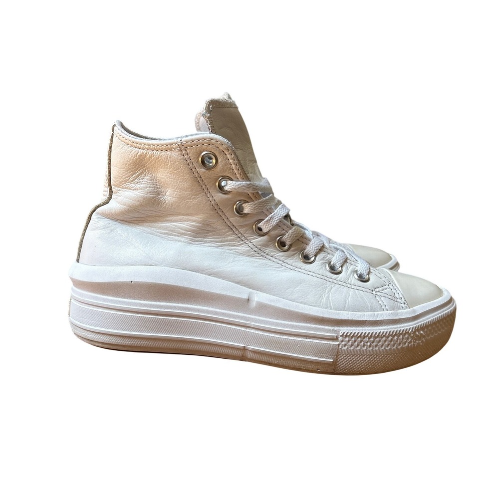 Converse All Star Move High Top Women White Leather Platform Sneaker SIZE 9